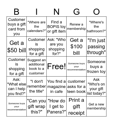 Bookseller BINGO Card