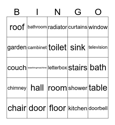 Home and Garden Bingo Card