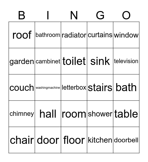 Home and Garden Bingo Card