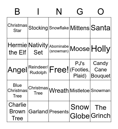 LeFebvre Christmas 2019 Bingo Card
