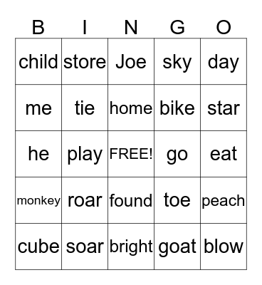 Vowel Bingo Card