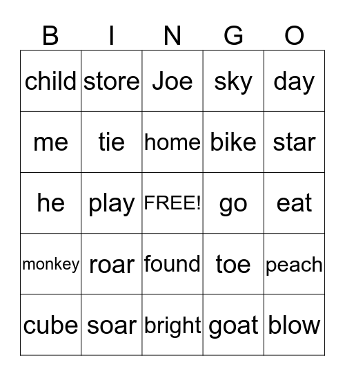 Vowel Bingo Card
