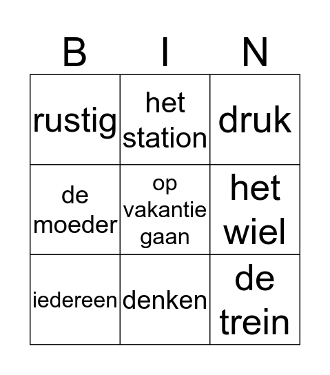 gevoelens / emoties Bingo Card