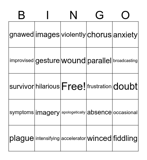 Aidan/Amiyah Bingo Card