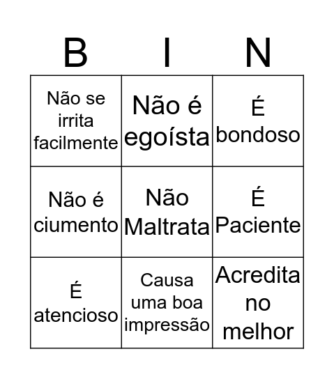 O Amor... Bingo Card