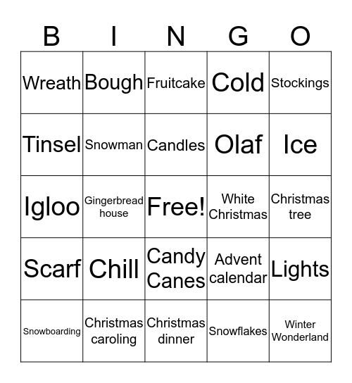 Merry Christmas  Bingo Card