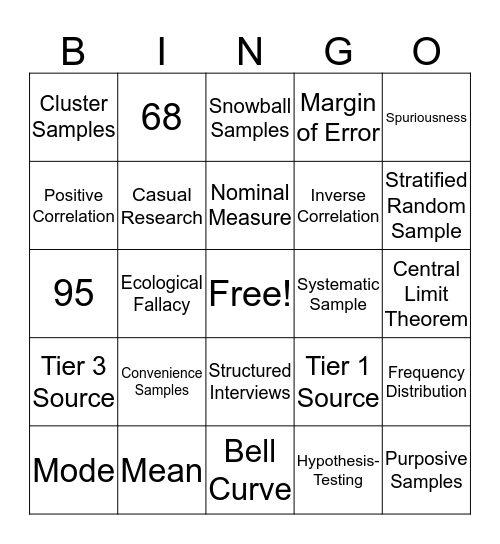 290 Final Bingo Card