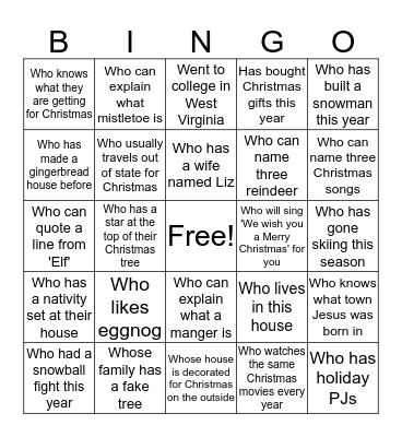 Winter Bingo Card