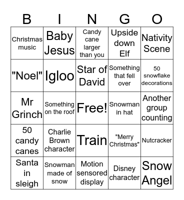 Candy Cane Lane Bingo Card