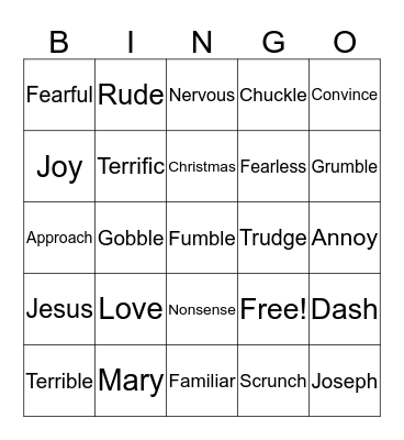 Trimester 1 Vocabulary Bingo Card