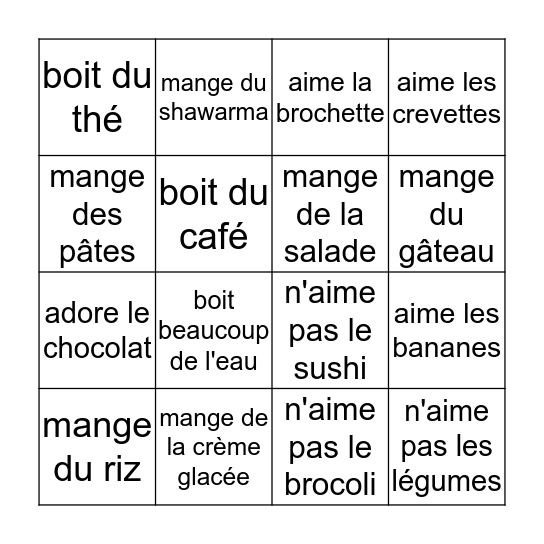 Trouve quelqu'un qui...  Bingo Card