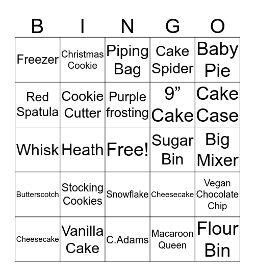 Bakery B I N G O  Bingo Card