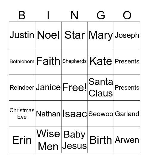 Christmas Bingo Card
