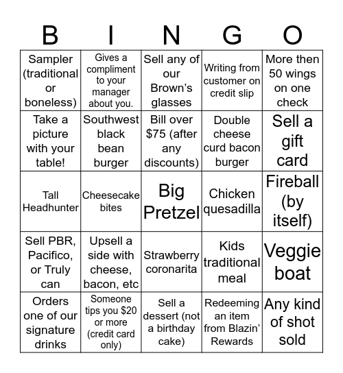 SERVER BINGO Card
