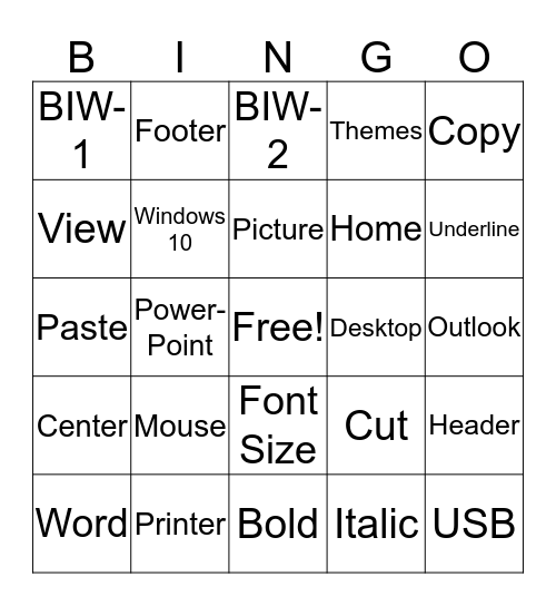 BIT Bingo Card