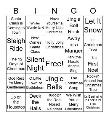 Christmas Carol Bingo Card