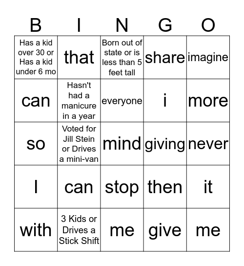 SPINGO!!! Only one signature per square. A person can only sign your sheet once. You cannot sign your own sheet. Shout SPA BINGO when you get five in a row, horizontal, vertical or diagonal. Bingo Card