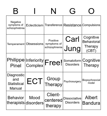 Psychology-Bingo Card