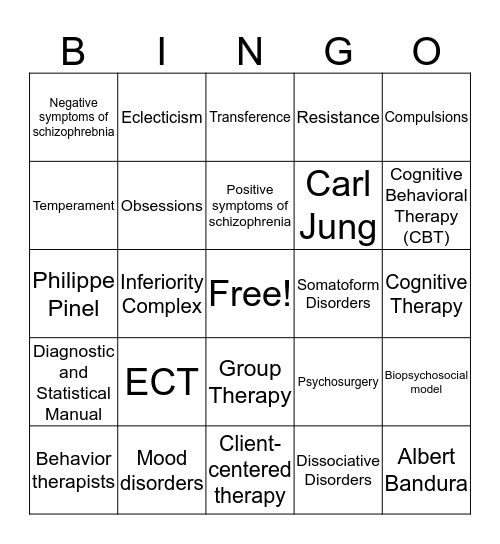 Psychology-Bingo Card