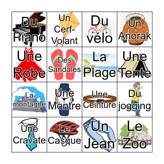French Loteria Bingo Card