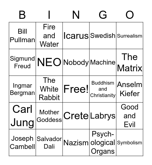 Hum 400N: Magical Worlds Bingo Card