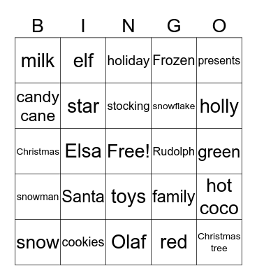 Christmas Bingo Card