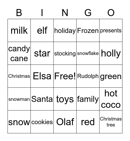 Christmas Bingo Card