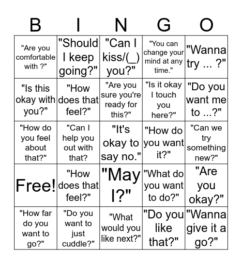 Consent Bingo Card