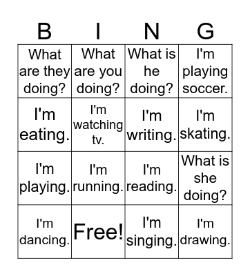 What are you doing?  Bingo Card