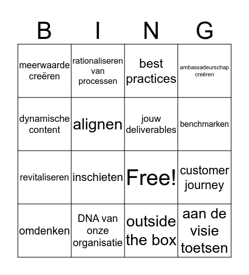 Kantoortaalbingo Card