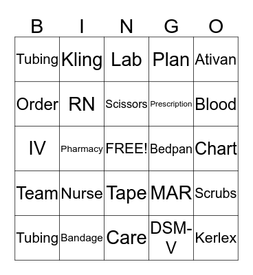 Nurses Week Bingo Card