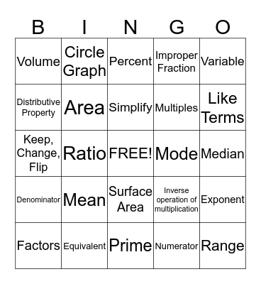 MCAS Vocab Bingo Card