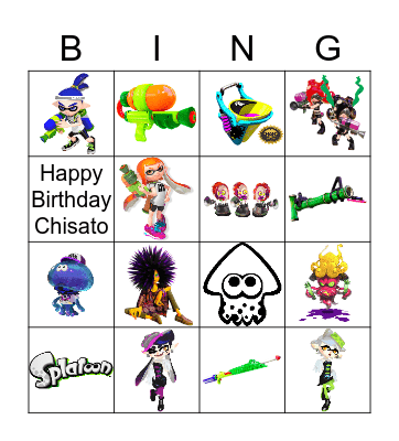 Splatoon Bingo Card