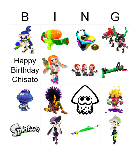 Splatoon Bingo Card