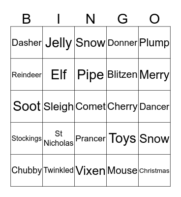 Xmas Bingo Card