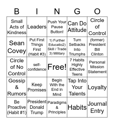 LEADERSHIP BINGO!! Bingo Card