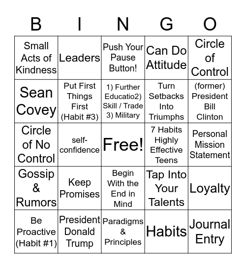 LEADERSHIP BINGO!! Bingo Card