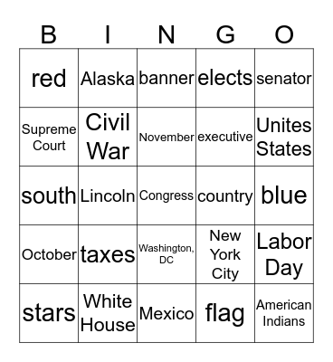 Citizenship #1 Bingo Card