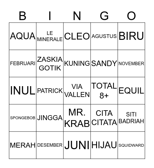FERSONA Bingo Card