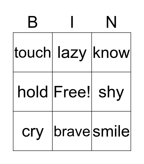 Unit 2 Bingo Card