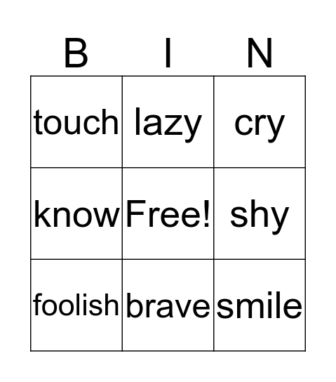 Unit 2 Bingo Card