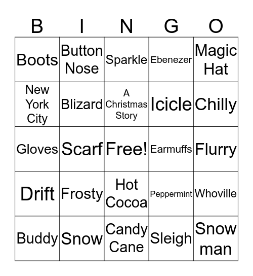 Holiday BINGO Card