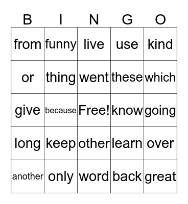 Set 10 Bingo Card