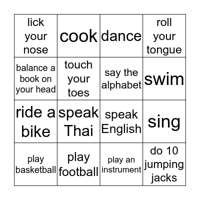 Can you...? Bingo Card
