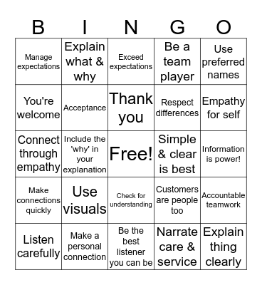 Experience Drivers Bingo Card
