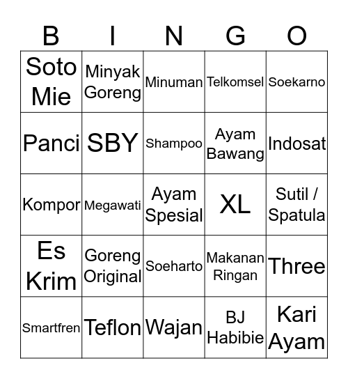 SEMANGAT ZARA Bingo Card