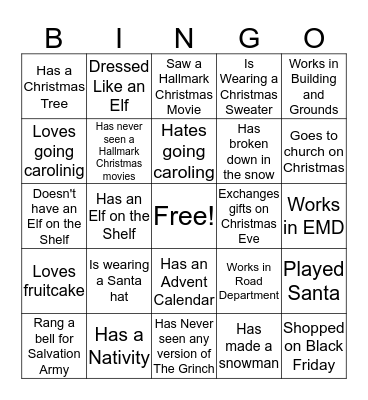 Christmas Icebreaker Bingo Card