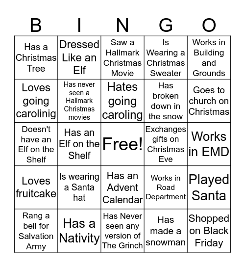 Christmas Icebreaker Bingo Card