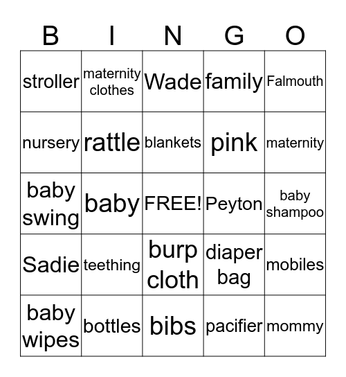 Samantha and Alex Bingo Card