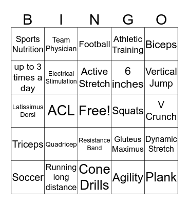 Workout Bingo Card